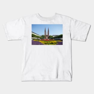 Luisenplatz with Waterloo Obelisk and St. Bonifatius Church, Wiesbaden Kids T-Shirt